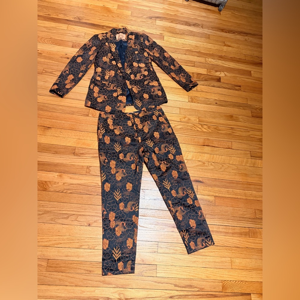 NWOT Starwatcher Lowry Matching Set Taylored Slim Brocade Jacquard Floral jacket